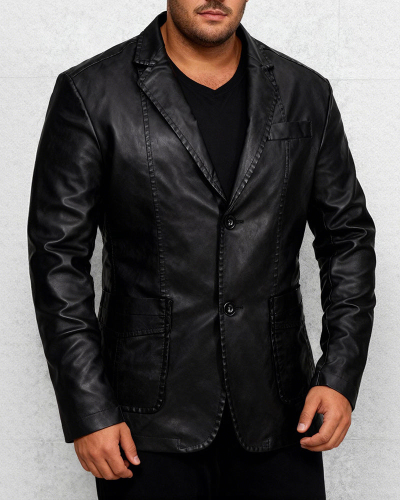 Big & Tall Men's Washable PU Leather Jacket M-6XL