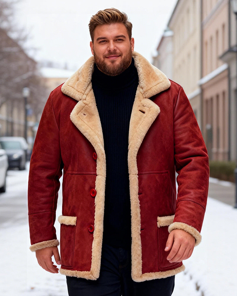 Big & Tall Men's Thickened Lapel Plush Coat Jacket S-5XL
