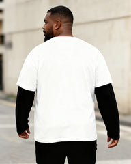 Big & Tall Men's "OG" Dripping Letter Printed Fake Two-Piece Long Sleeve T-Shirt