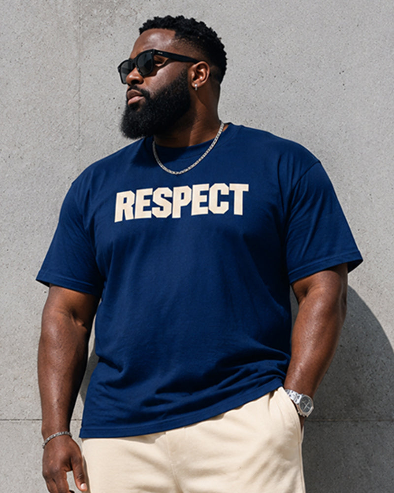 Big & Tall Men's RESPECT Letter-Print Crewneck Short-Sleeve T-Shirt And Shorts Set