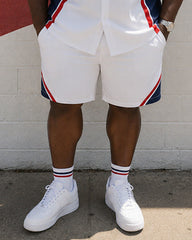 Big & Tall Men's Flag Contrast Stitching Printed Short Sleeve Shirt Shorts Set