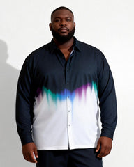 Big & Tall Men's Vintage Check Contrast Printed Long Sleeve Shirt Trousers Set