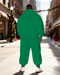 Big & Tall Men's Green Gingerbread Man Hot Cocoa Print Hoodie Set