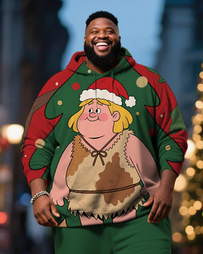 Big & Tall Men's Christmas Primitive Print Hoodie Suit