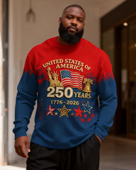 Big & Tall Men's 250 Independence Day Commemorative Printed Long Sleeve T-Shirt