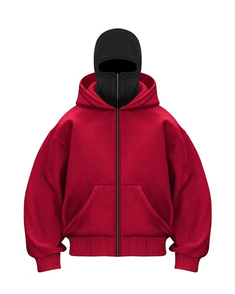 Big & Tall Men's Solid Color Fleece Zipped Double Hood Cardigan Hoodie Sweatshirt