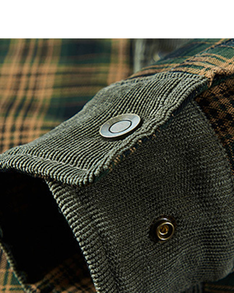 Big & Tall Men's Thickened Long Sleeve Plaid Shirt Jacket M-4XL