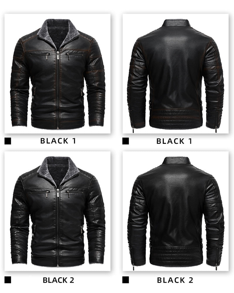 Big & Tall Men's Vintage Faux Leather Thick Vintage Jacket S-3XL