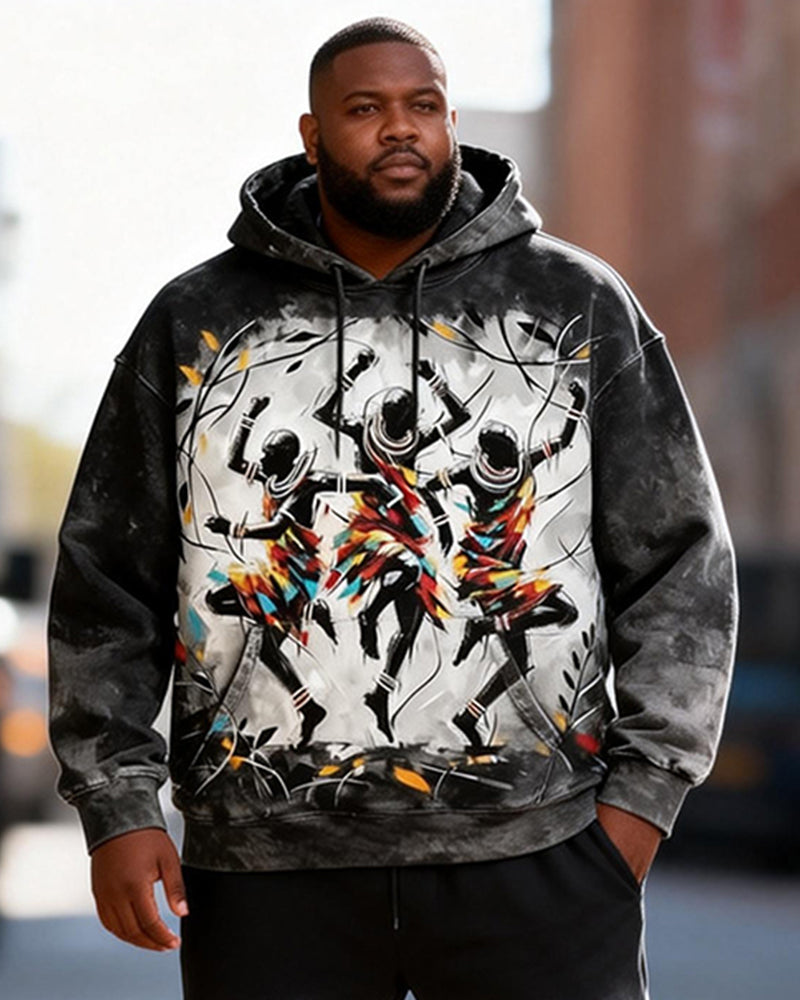 Big & Tall Men's Street Dancer Tie-Dye Gradient Print Hoodie Set