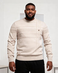 Big & Tall Men's Simple Jacquard Saffiano Crewneck Pullover Sweater S-2XL