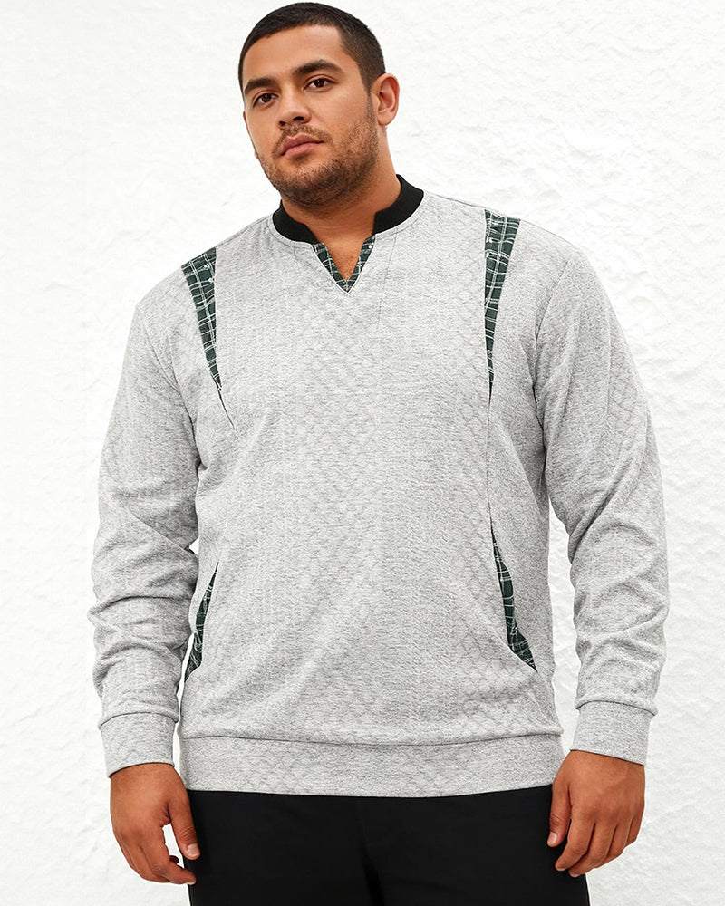 Big & Tall Men's Contrast Color Pullover Knit V-Neck Top S-3XL