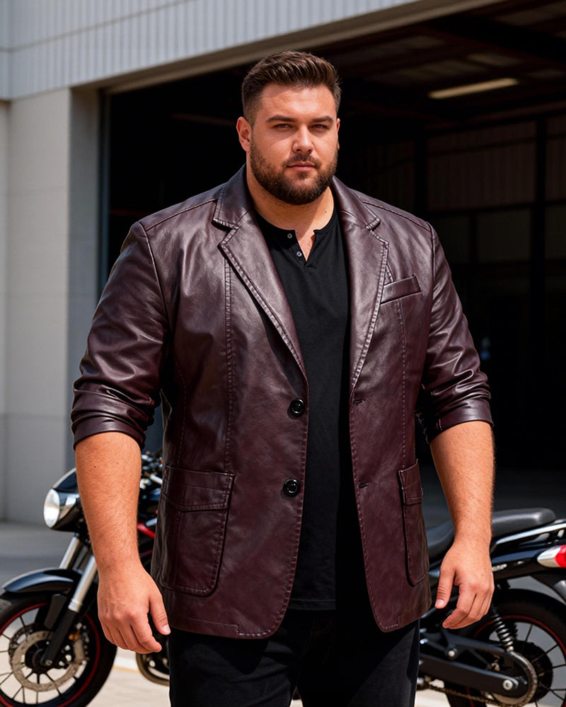 Big & Tall Men's Washable PU Leather Jacket M-6XL