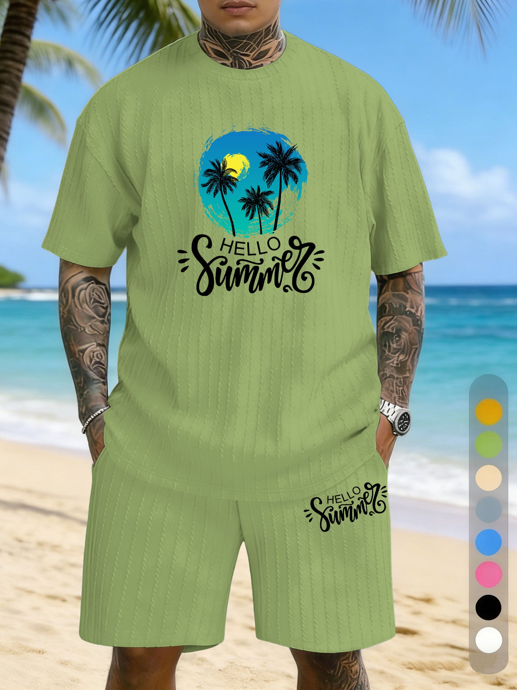 Vacation Casual Texture Three-dimensional Jacquard Large Size Casual Suit