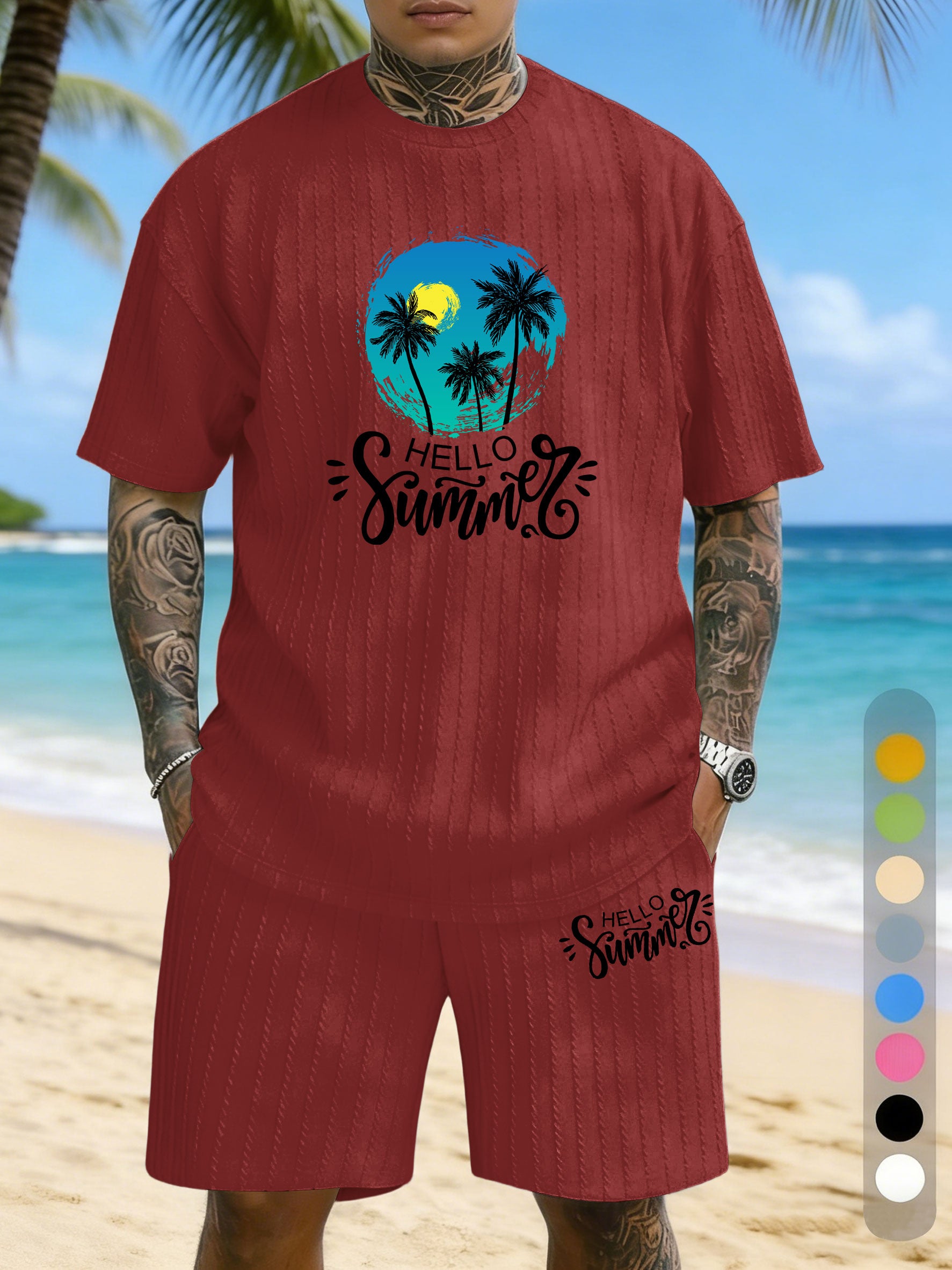 Vacation Casual Texture Three-dimensional Jacquard Large Size Casual Suit