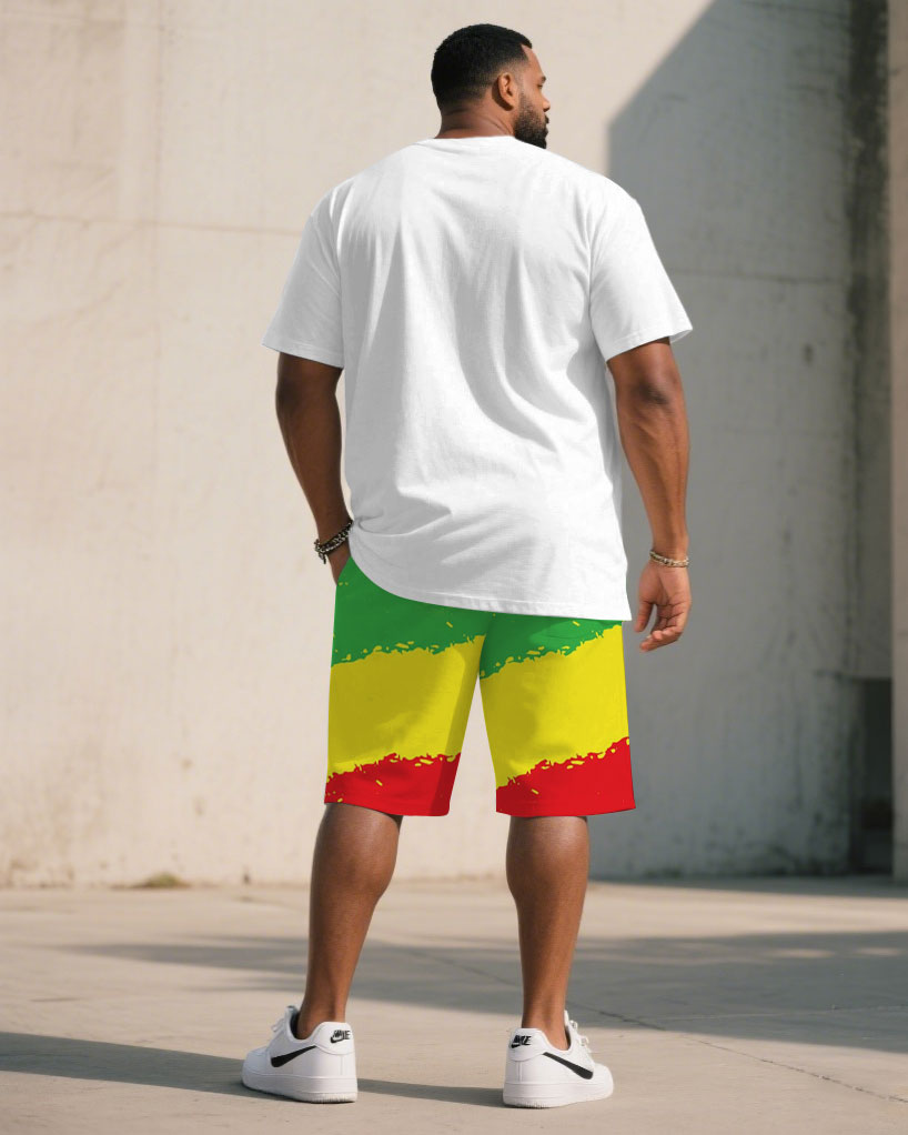 Big & Tall Men' June Festival Celebrates Freedom/Peace/Respect Years Short Sleeve T-Shirt Shorts Set