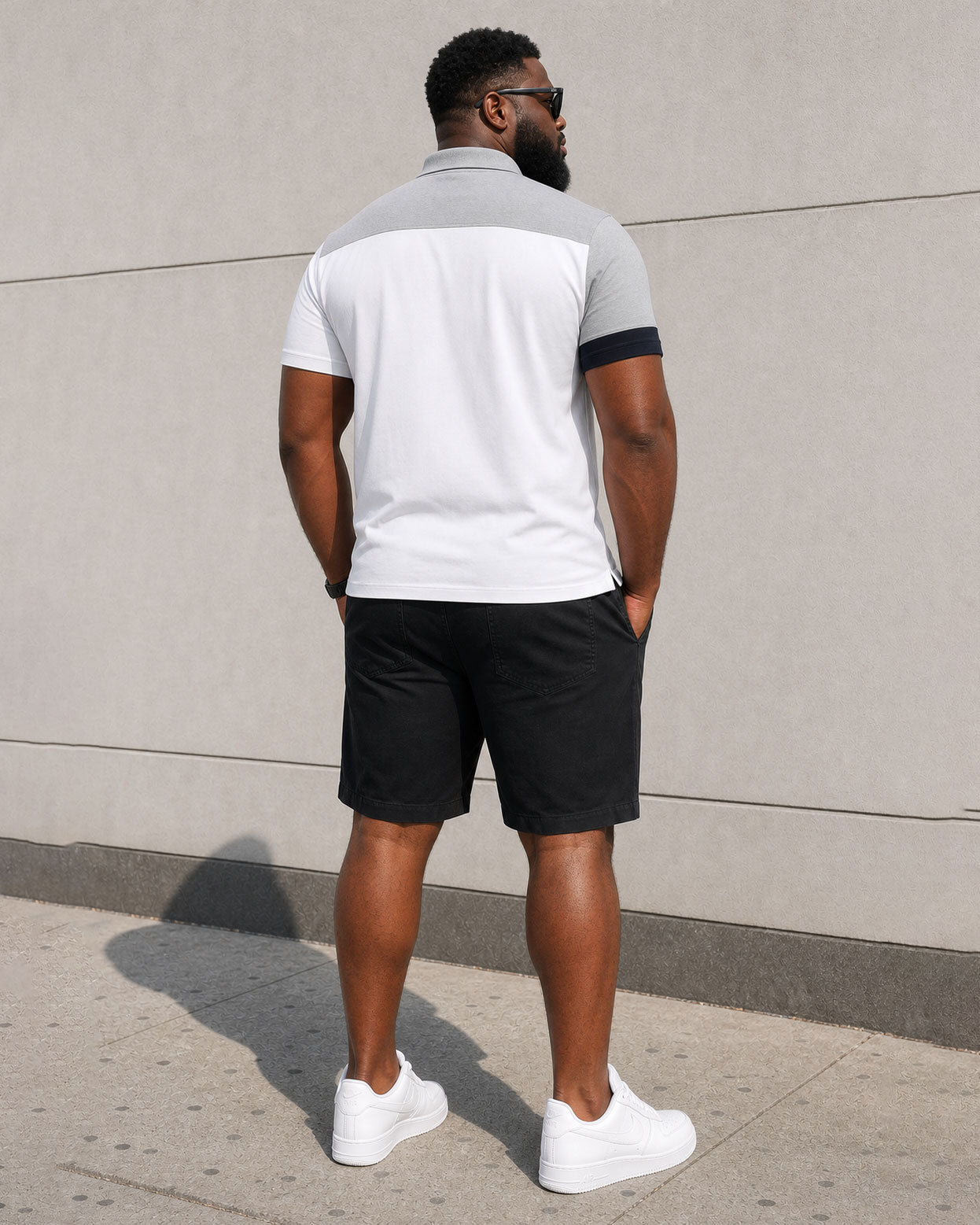 Big & Tall Men's Leisure Business Vacation Hawaii Simple Contrast Color Spliced POLO Shirt Short Sleeve Shorts Set