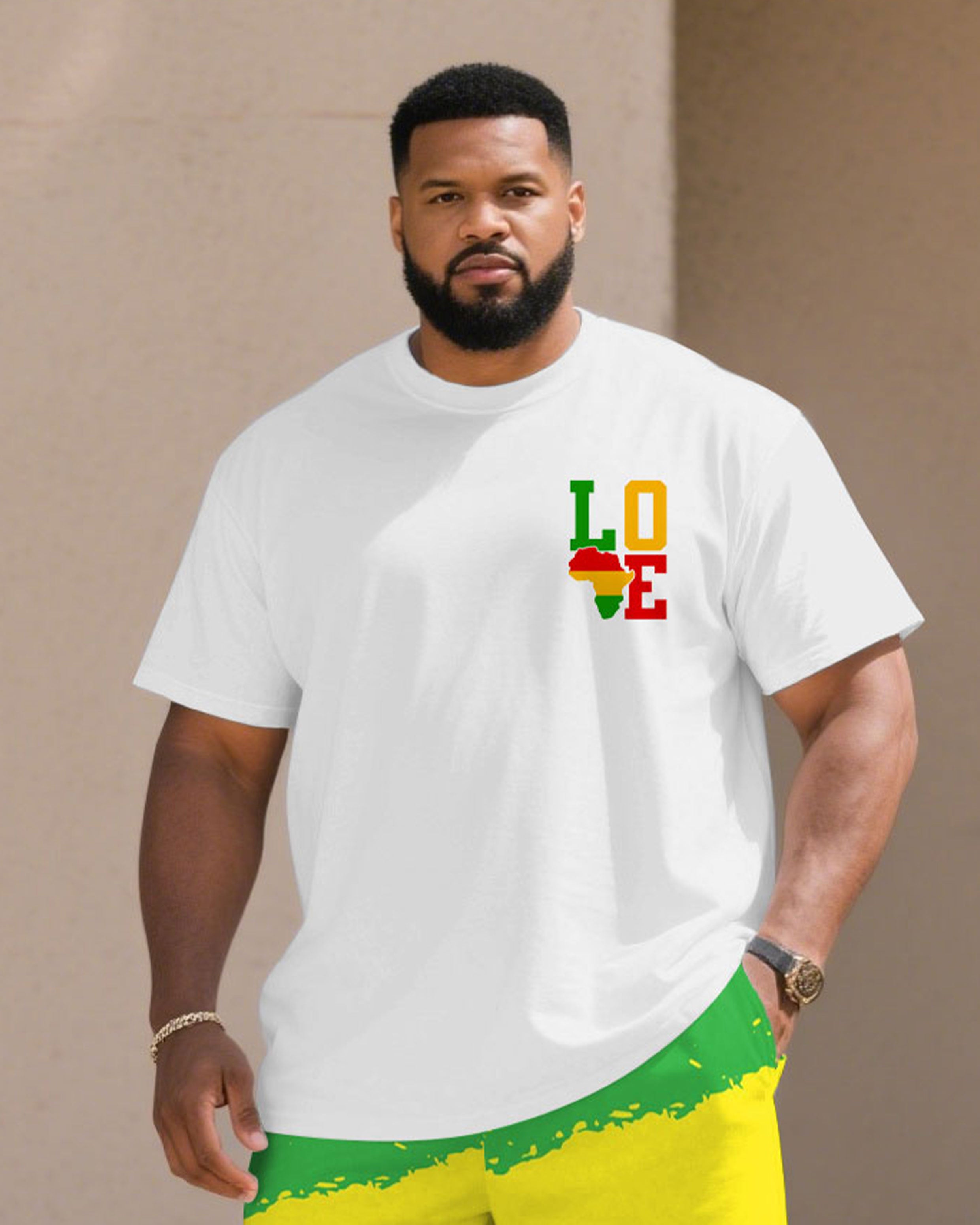 Big & Tall Men' June Festival Celebrates Freedom/Peace/Respect Years Short Sleeve T-Shirt Shorts Set