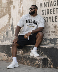 Big & Tall Men's Casual Sports Letter Printed Breathable Short-Sleeved T-Shirt Shorts Set