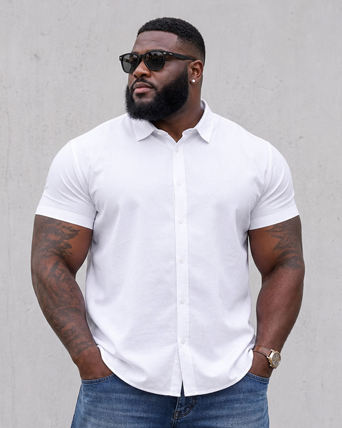 L-10XL Large Size Men's Summer Thin Short-sleeved Shirt Business Casual Loose Elastic Solid Color Short-sleeved Shirt