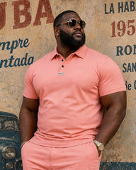 Big & Tall Men's Simple Daily Door Tube Feature Design Contrast Color Small POLO Short-sleeved Shirt Shorts Set