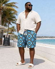 Big & Tall Men's Hawaiian Holiday Baroque Print Swim Trunks/Shorts
