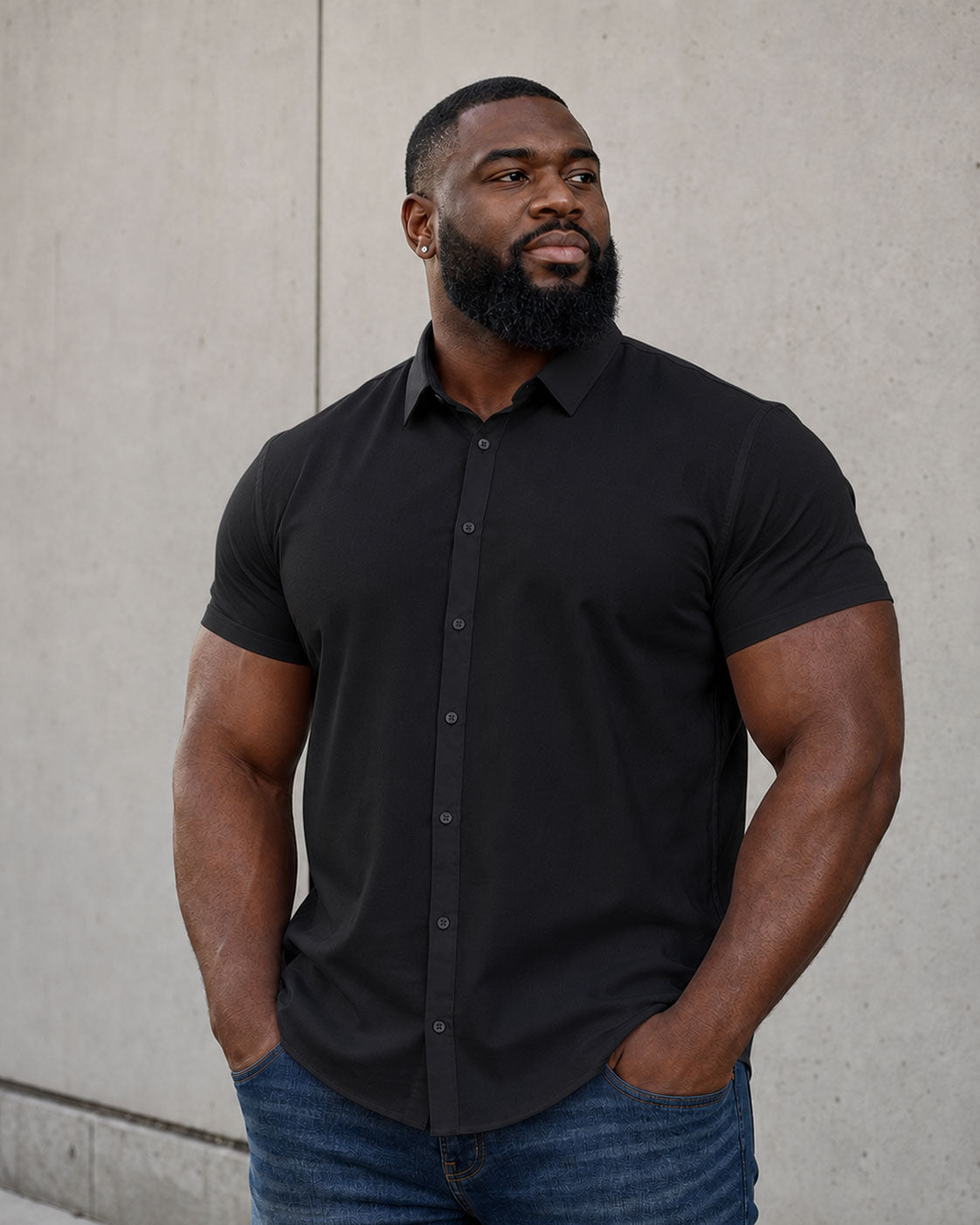 L-10XL Large Size Men's Summer Thin Short-sleeved Shirt Business Casual Loose Elastic Solid Color Short-sleeved Shirt