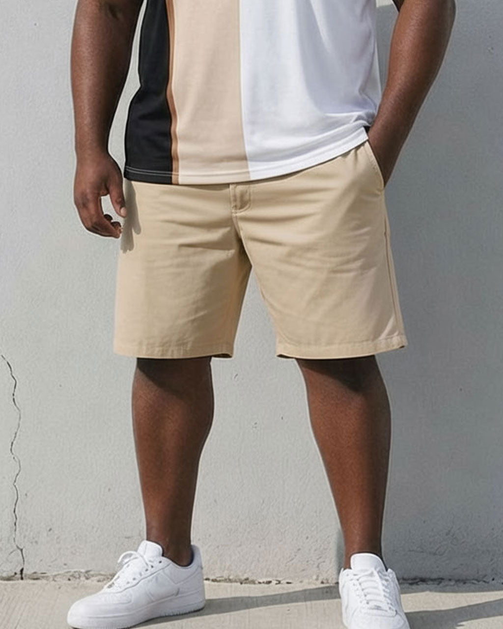 Big & Tall Men's Holiday Leisure Daily Simple Features Contrast Color Design Short Sleeve T-Shirt Shorts Set