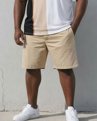 Big & Tall Men's Holiday Leisure Daily Simple Features Contrast Color Design Short Sleeve T-Shirt Shorts Set