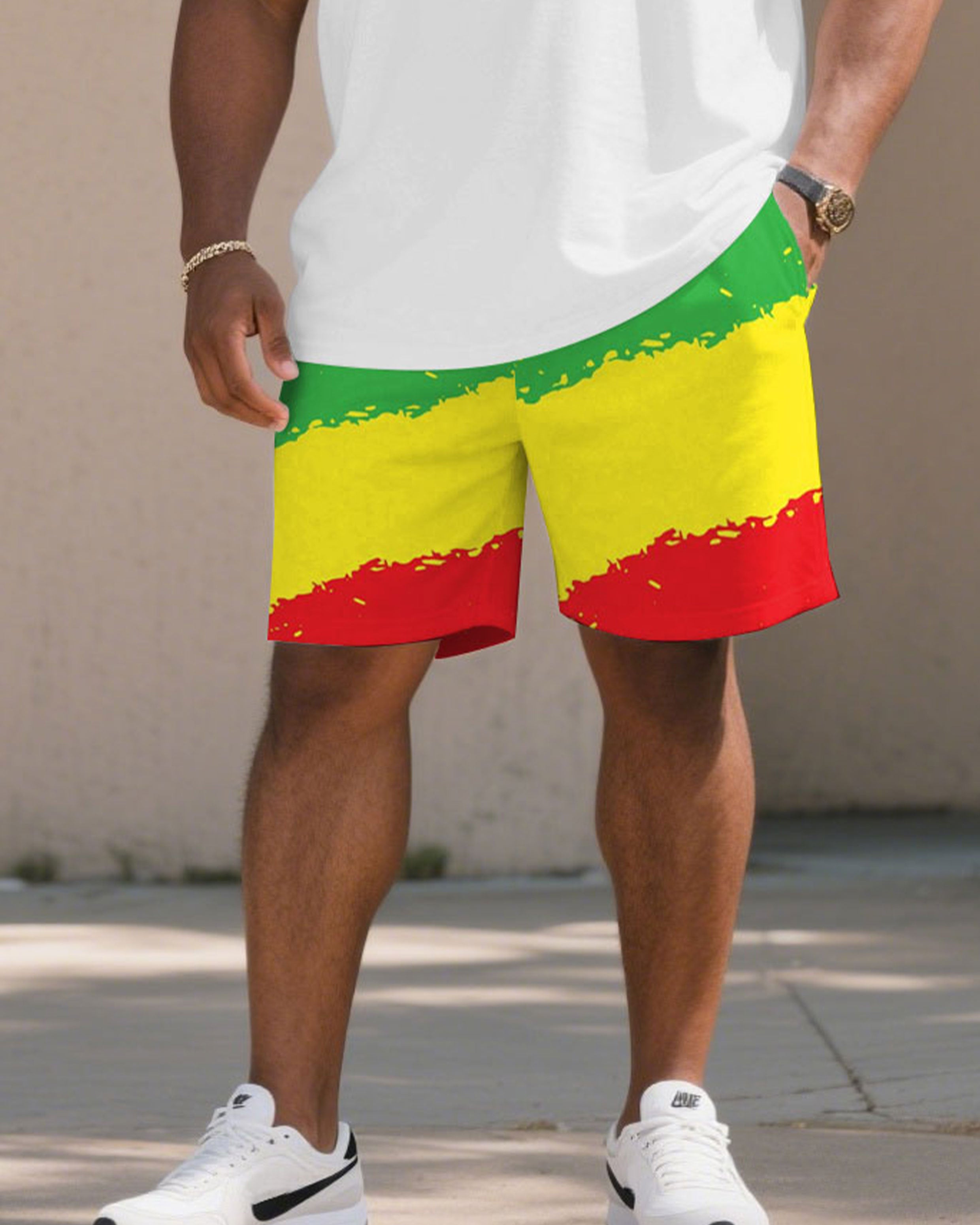 Big & Tall Men' June Festival Celebrates Freedom/Peace/Respect Years Short Sleeve T-Shirt Shorts Set
