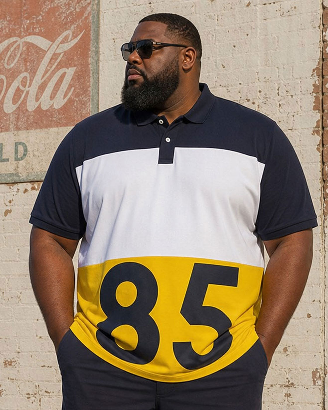 Big & Tall Men's Big Contrast Color Digital Printing Casual Business POLO Shirt Short Sleeve Shorts Set