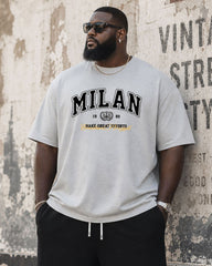 Big & Tall Men's Casual Sports Letter Printed Breathable Short-Sleeved T-Shirt Shorts Set