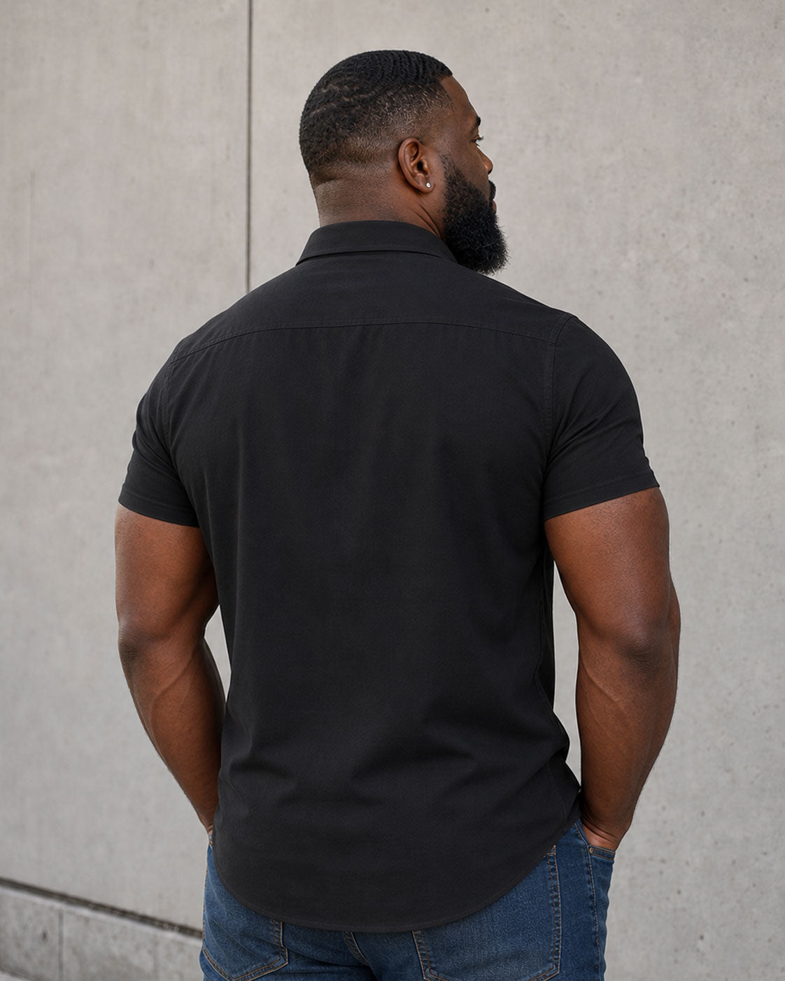 L-10XL Large Size Men's Summer Thin Short-sleeved Shirt Business Casual Loose Elastic Solid Color Short-sleeved Shirt