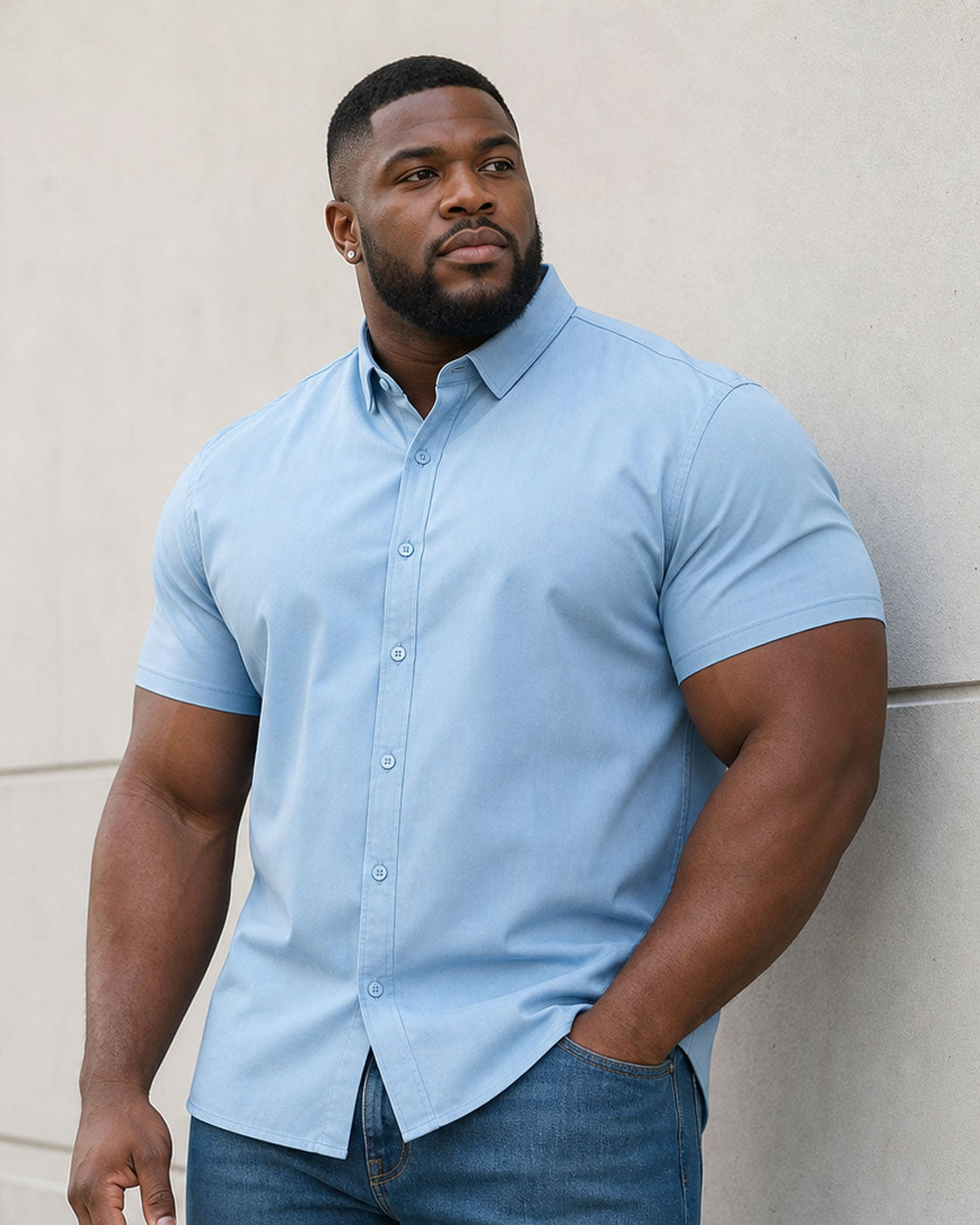 L-10XL Large Size Men's Summer Thin Short-sleeved Shirt Business Casual Loose Elastic Solid Color Short-sleeved Shirt