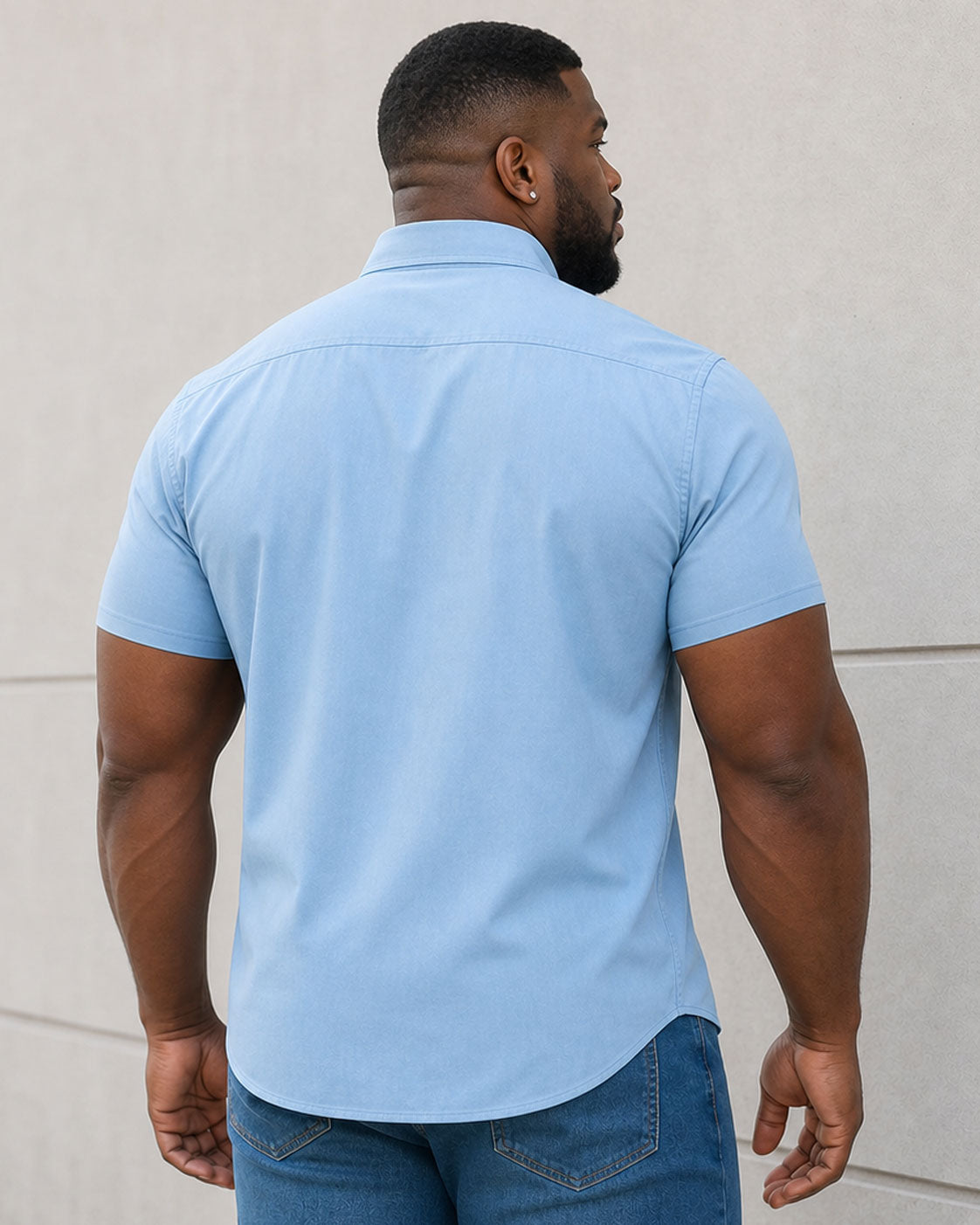 L-10XL Large Size Men's Summer Thin Short-sleeved Shirt Business Casual Loose Elastic Solid Color Short-sleeved Shirt