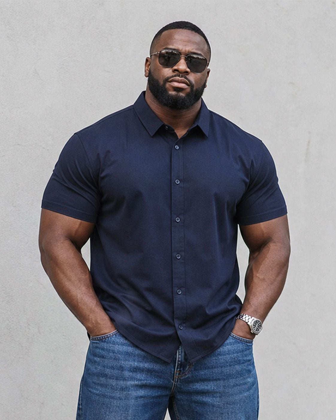 L-10XL Large Size Men's Summer Thin Short-sleeved Shirt Business Casual Loose Elastic Solid Color Short-sleeved Shirt