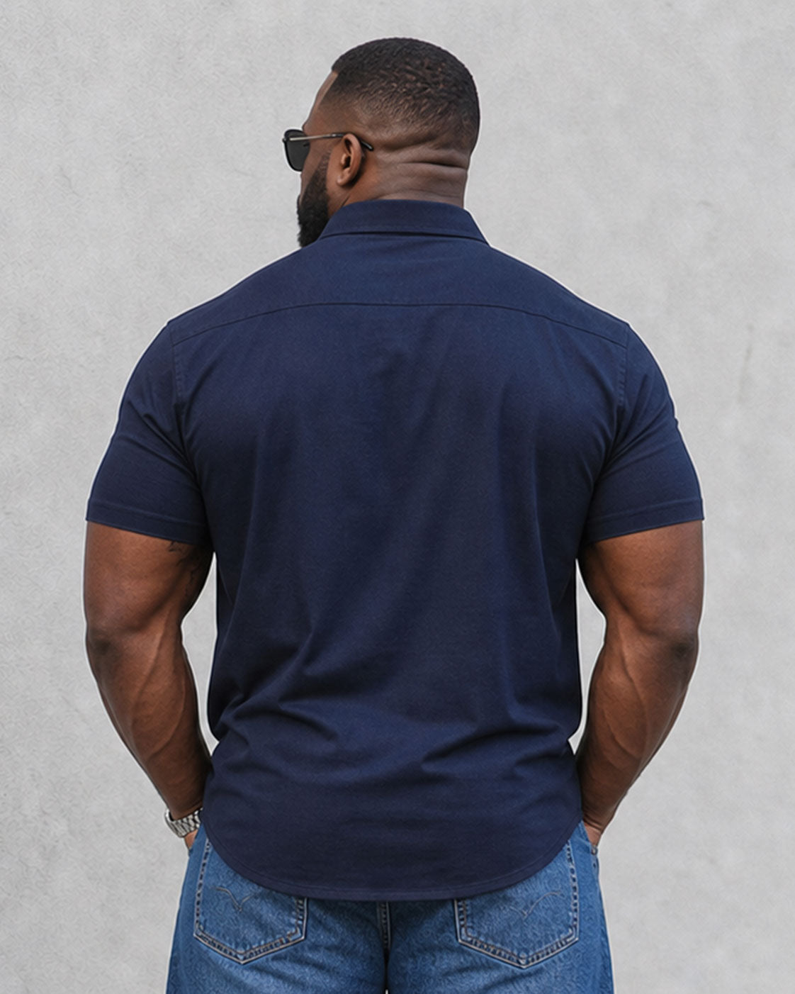 L-10XL Large Size Men's Summer Thin Short-sleeved Shirt Business Casual Loose Elastic Solid Color Short-sleeved Shirt
