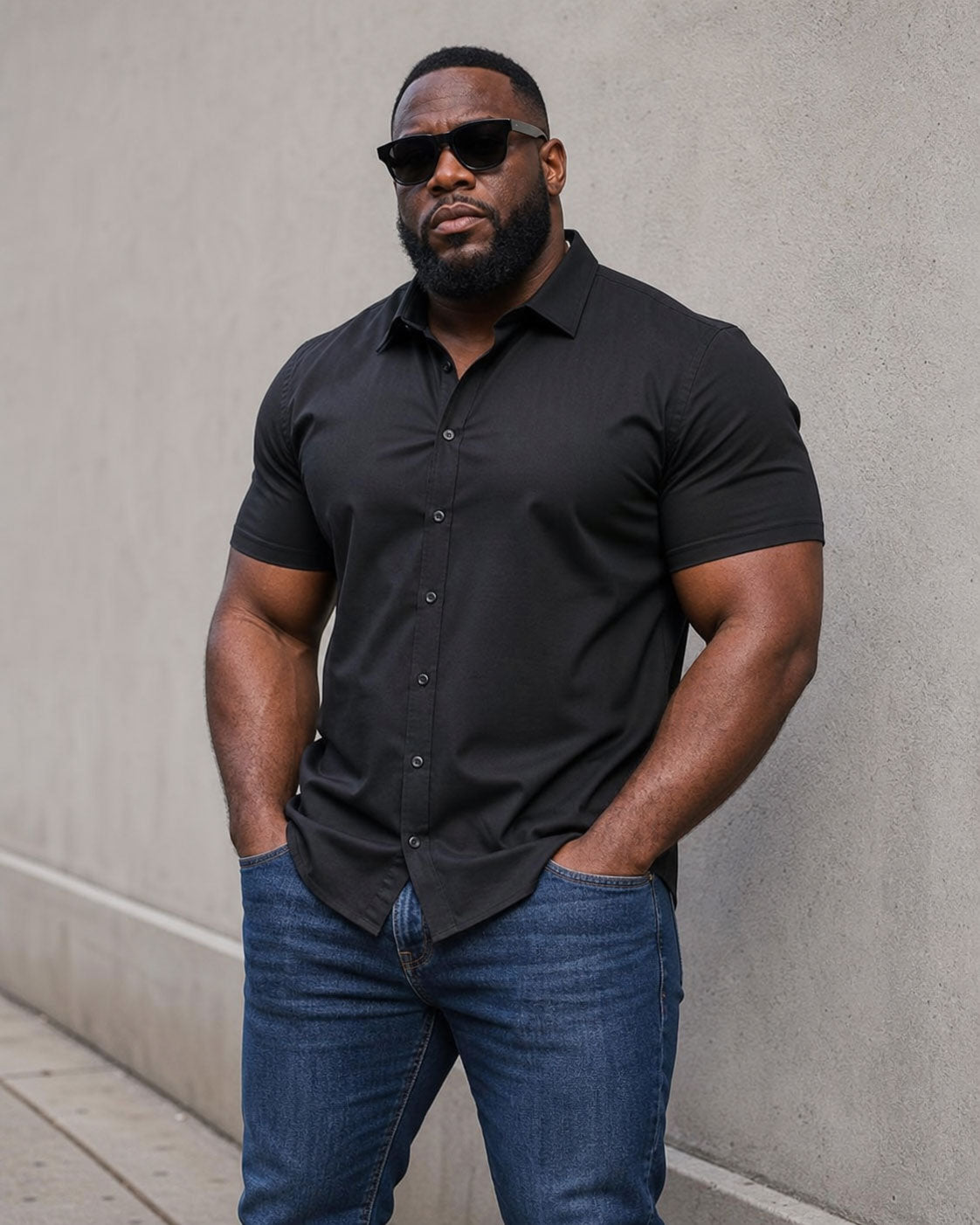 L-10XL Large Size Men's Summer Thin Short-sleeved Shirt Business Casual Loose Elastic Solid Color Short-sleeved Shirt