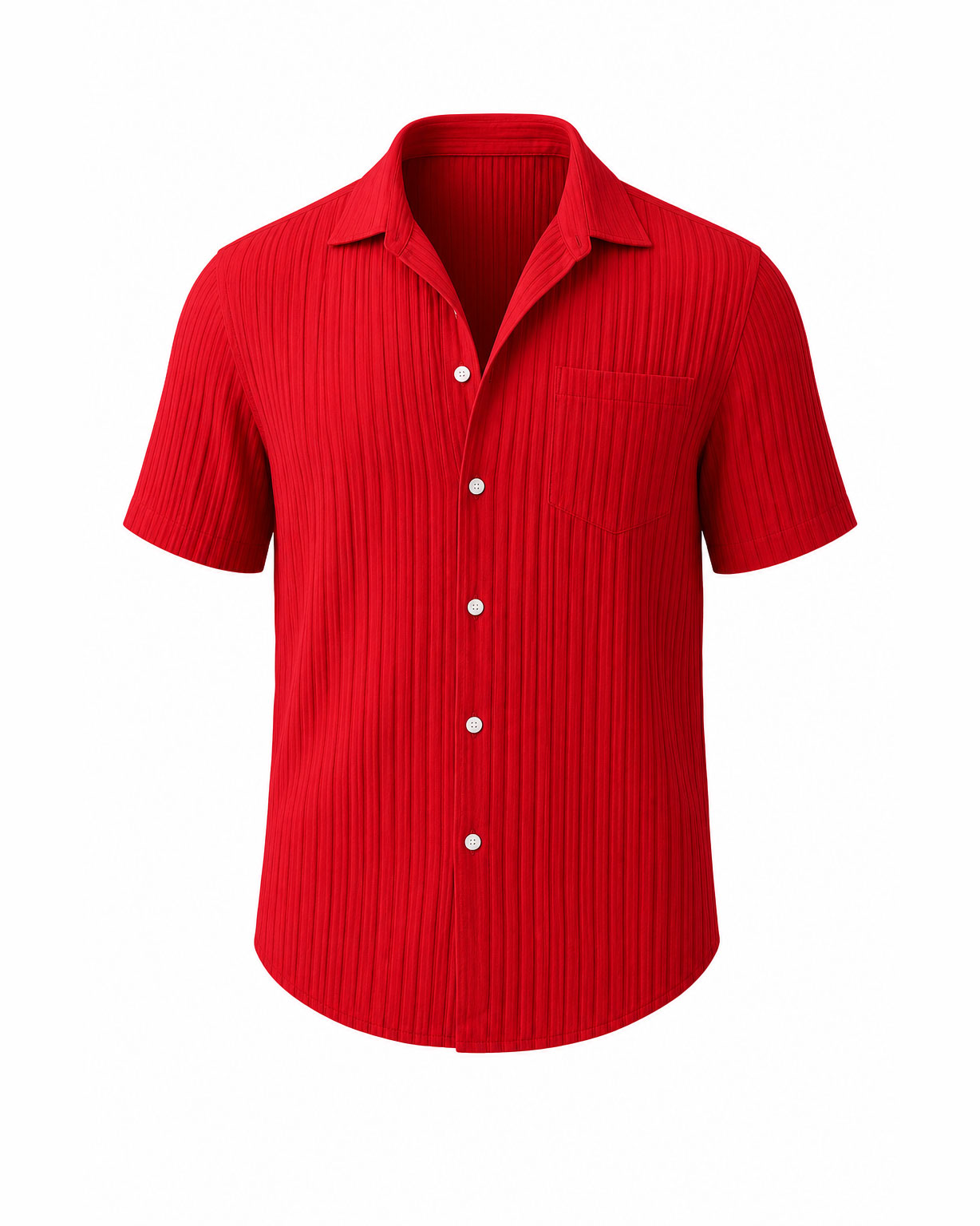 Fashionable Summer Multi-Color Choices – Men’s Stylish Striped Jacquard Textured Casual Beach Shirt With Short Sleeves