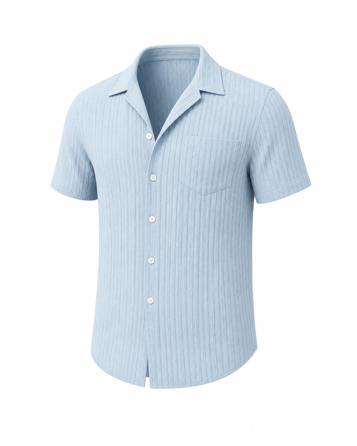 Fashionable Summer Multi-Color Choices – Men’s Stylish Striped Jacquard Textured Casual Beach Shirt With Short Sleeves