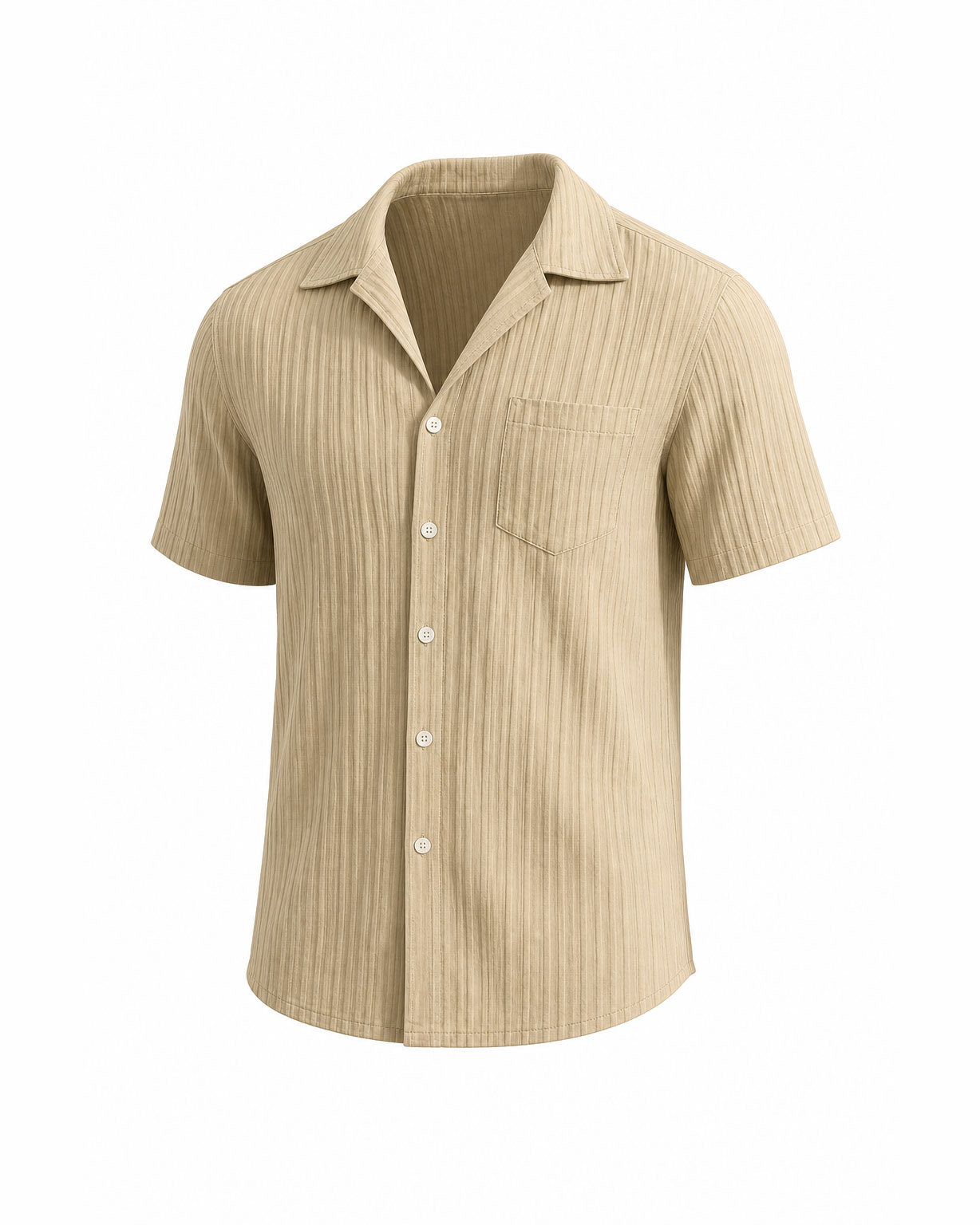 Fashionable Summer Multi-Color Choices – Men’s Stylish Striped Jacquard Textured Casual Beach Shirt With Short Sleeves