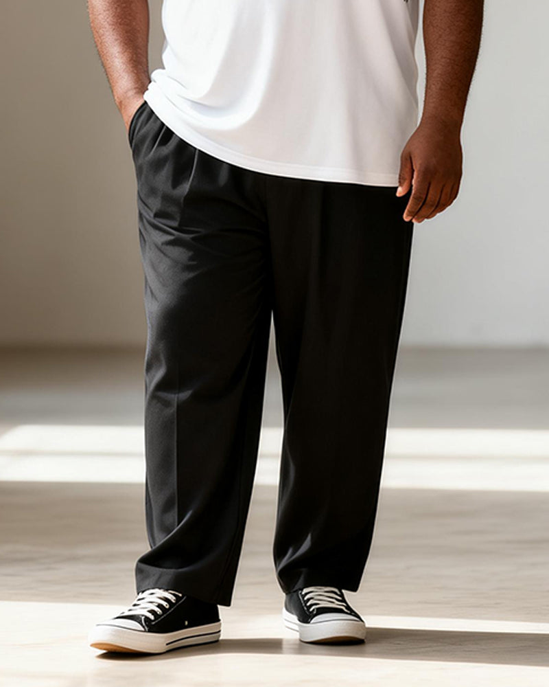 Big & Tall Men's Black And White Retro Scrollwork Print T-Shirt And Pants Set