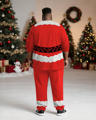 Big & Tall Men's Santa Claus Cosplay Printed Long Sleeve T-Shirt Trousers Suit