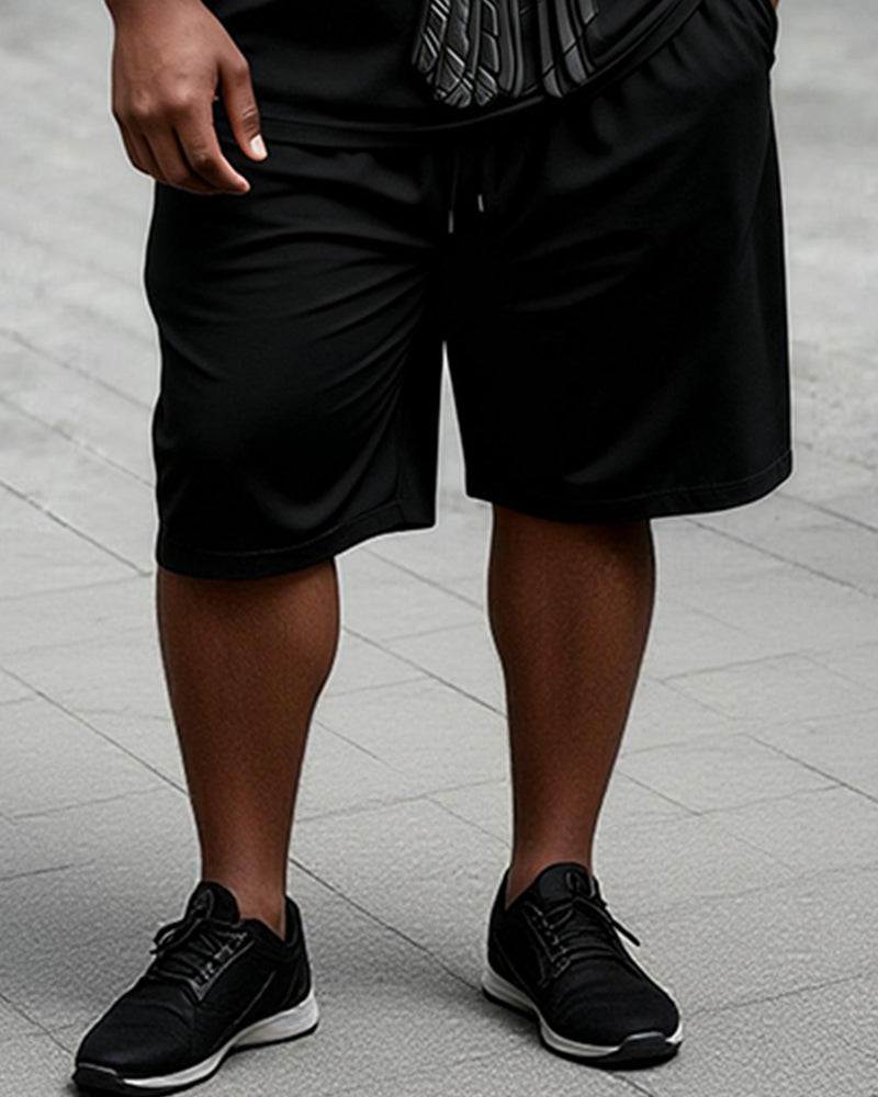 Big & Tall Men's3D Crow Embossed Print Round Neck Short Sleeve T-shirt Shorts Set