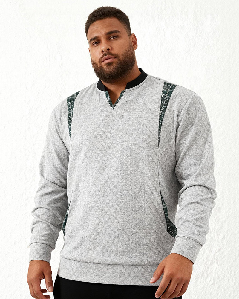 Big & Tall Men's Contrast Color Pullover Knit V-Neck Top S-3XL
