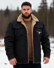 Big & Tall Men's Casual Thickened Cow Tau Printed Jacket Coat S-5XL