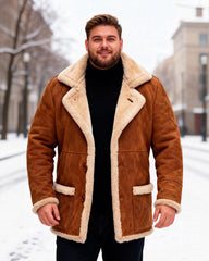 Big & Tall Men's Thickened Lapel Plush Coat Jacket S-5XL