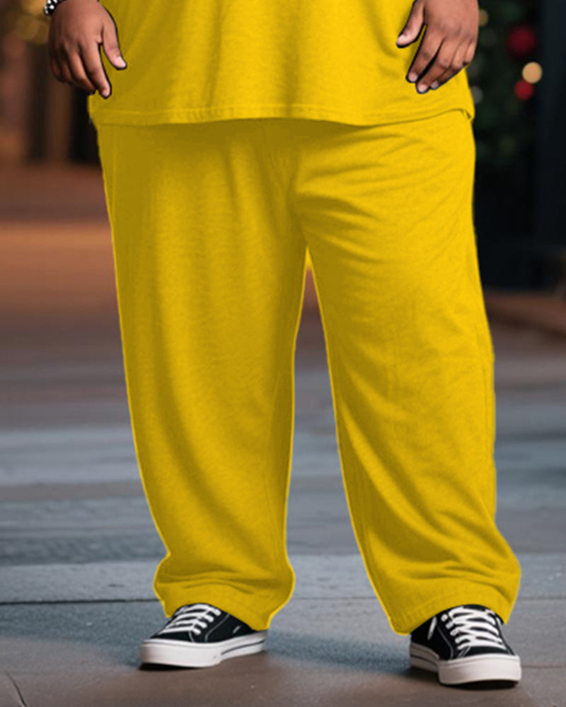 Big & Tall Men's Christmas Tie Elf Cosplay Printed T-Shirt Trousers Suit
