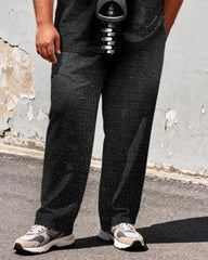 Big & Tall Men's Functional Silver Chain Distressed Texture Printed T-shirt Trousers Set