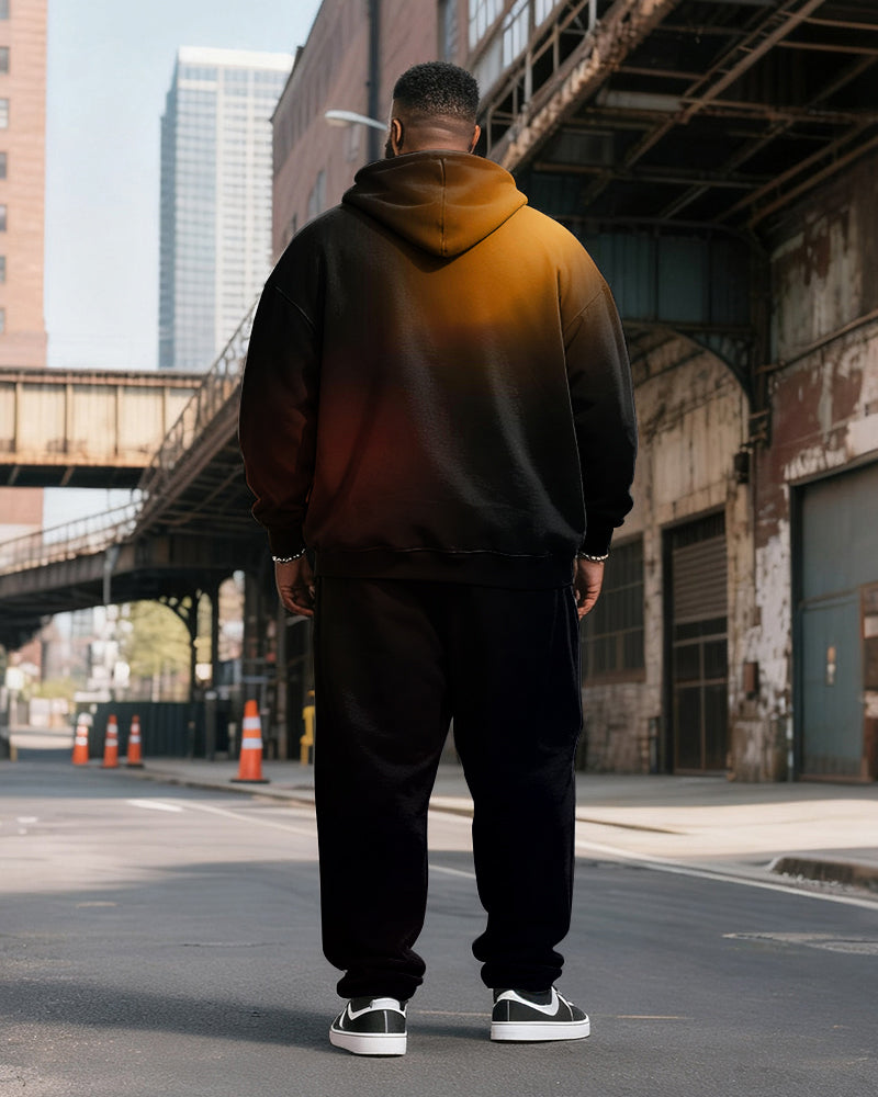 Big & Tall Men's Gradient King Alphabet Print Hoodie Set