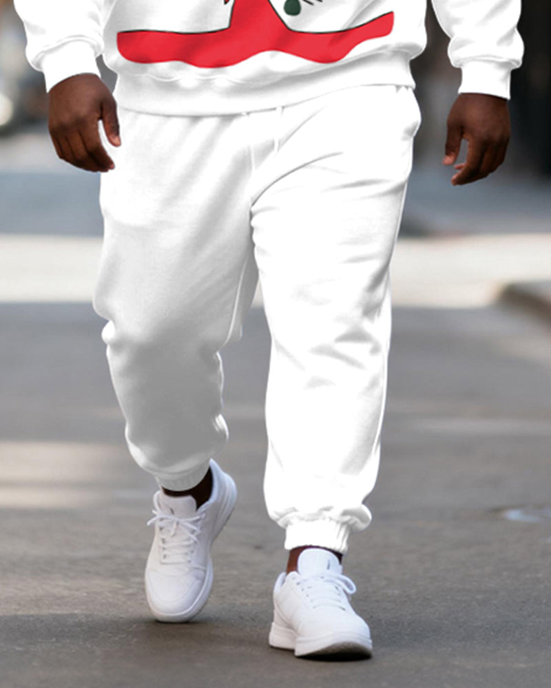 Big & Tall Men's White Christmas Elf Print Crewneck Sweat Set